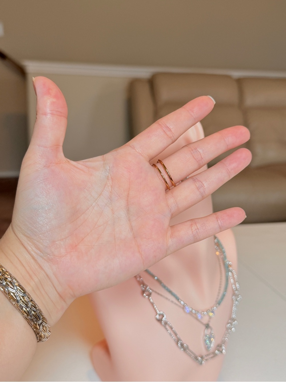 Gold Open Pin Ring Statement - Picture 3 of 9